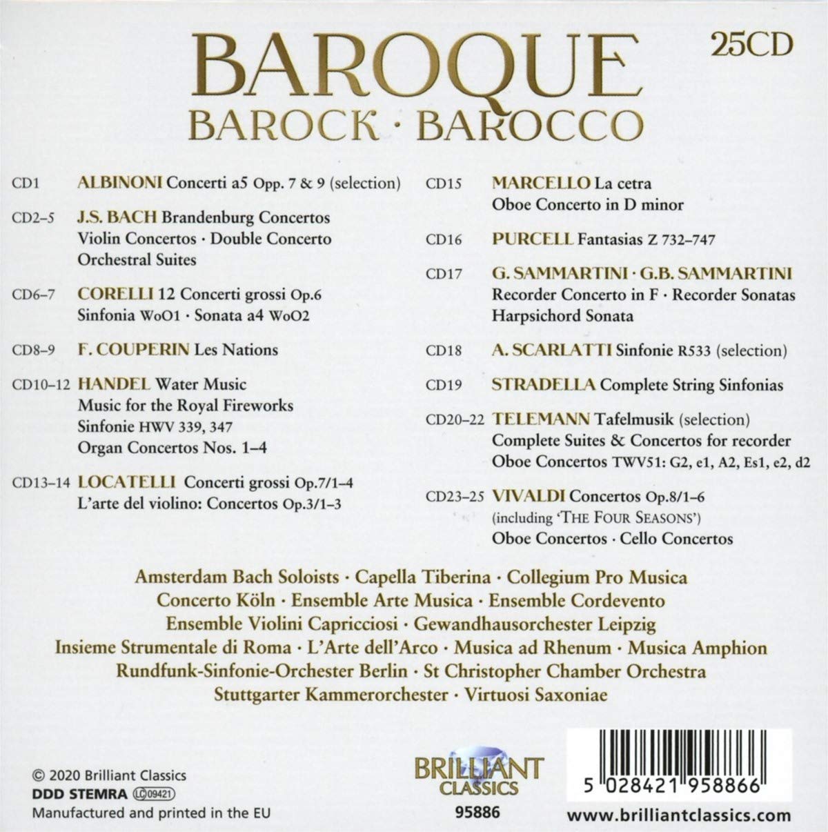 17-18세기 바로크 작곡가들의 대표 합주, 협주곡 (Baroque - Barock - Barocco)