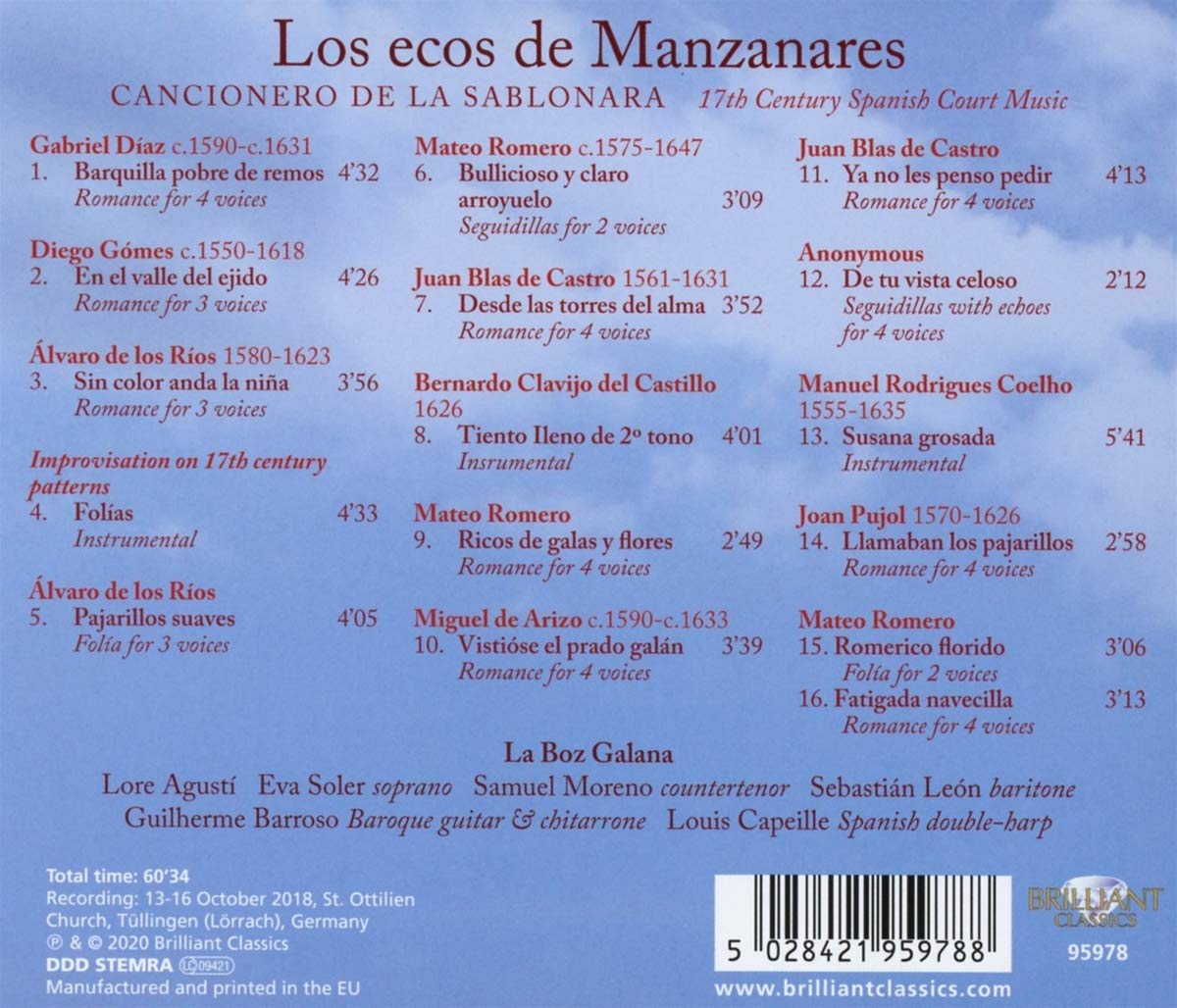 La Boz Galana 17세기 스페인 노래모음집 - 칸치오네로 델 라 사블로나라