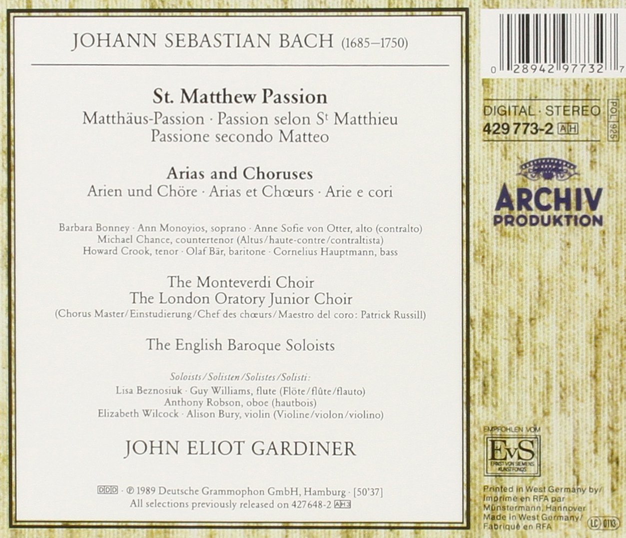 John Eliot Gardiner 바흐: 마태 수난곡 하이라이트 (Bach: St. Matthew Passion Highlights)