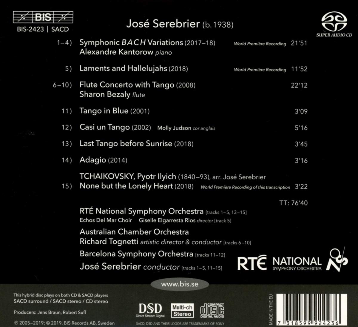 호세 세레브리에: 교향적 바흐 변주곡 (Jose Serebrier: Symphonic Bach Variations and other works)