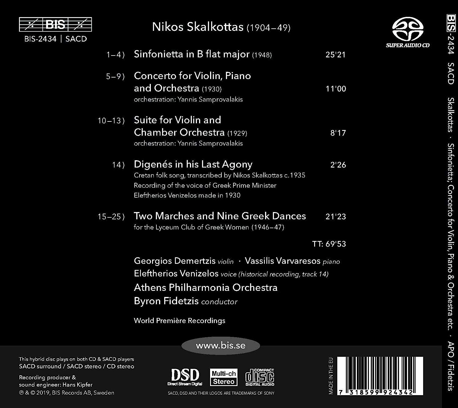 Byron Fidetzis 니코스 스칼코타스: 신포니에타, 협주곡과 모음곡 (Nikos Skalkottas: Orchestral Works)