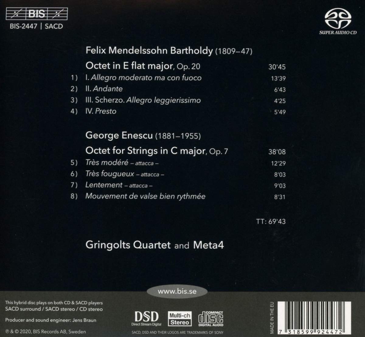 Gringolts Quartet / Meta4 멘델스존 / 에네스쿠: 8중주 (Mendelssohn / Enescu: Octets)