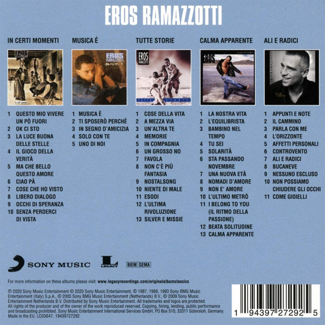 Eros Ramazzotti (에로스 라마조띠) - Original Album Classics