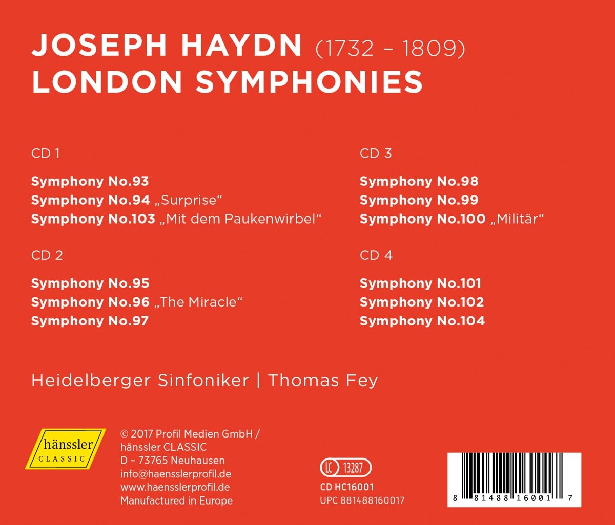 Thomas Fey 하이든: '런던' 교향곡집 - 93-104번 (Haydn: London Symphonies Nos.93-104)