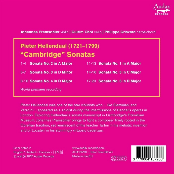 Johannes Pramsohler 피터 헬렌달: 캠브리지 소나타 (Pieter Hellendaal: Cambridge Sonatas)