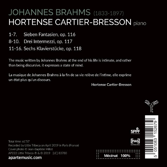 Hortense Cartier-Bresson 브람스: 환상곡집, 3개의 간주곡, 6개의 소품