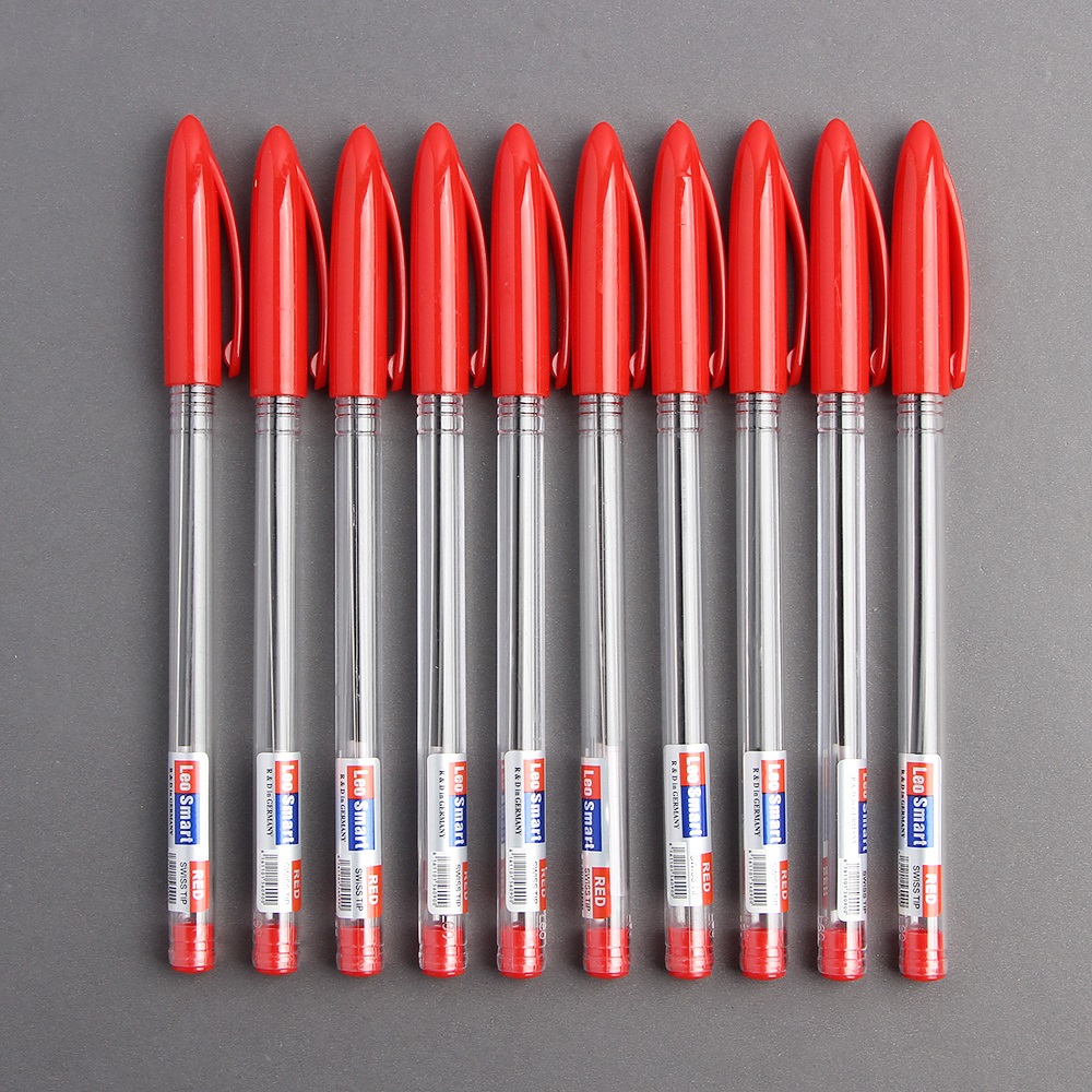 스마트 사무용 볼펜 10p세트(빨강)/적색볼펜 학생볼펜
