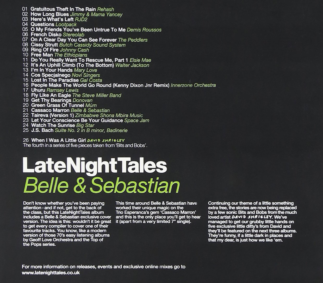 Night Time Stories 레이블 컴필레이션 앨범: 벨 앤 세바스찬 Vol. 1 (Late Night Tales: Belle & Sebastian, Vol. I)