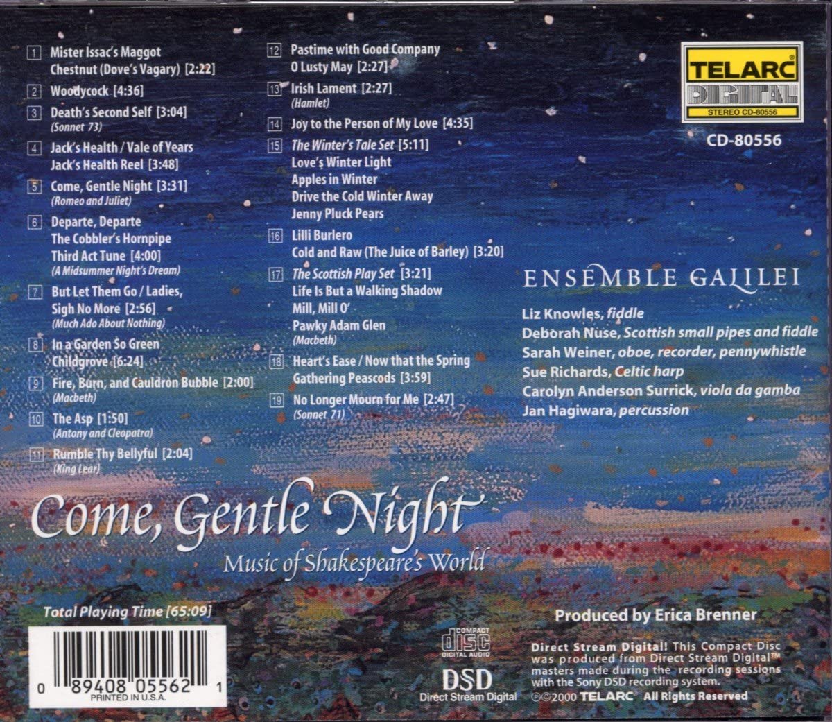 Ensemble Galilei 세익스피어 세계의 음악 - 오라, 부드러운 밤이여 (Come, Gentle Night)