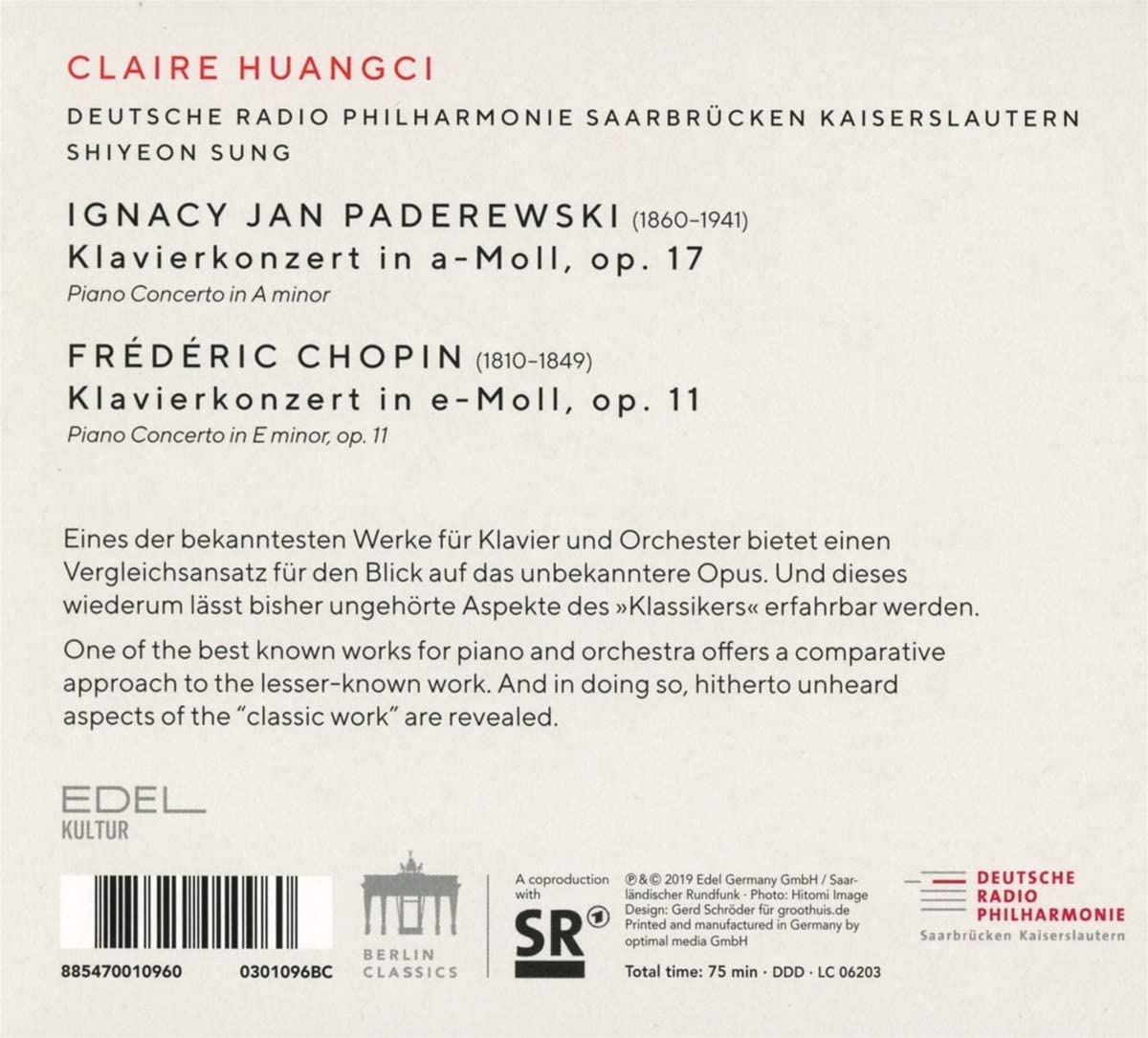 Claire Huangci 쇼팽 / 파데레프스키: 피아노 협주곡 (Paderewski & Chopin)