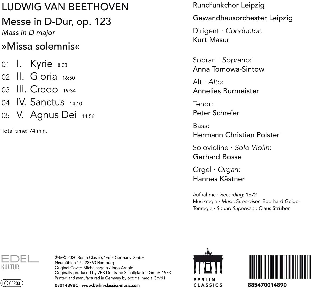 Kurt Masur 베토벤: 장엄미사 (Beethoven: Missa Solemnis)