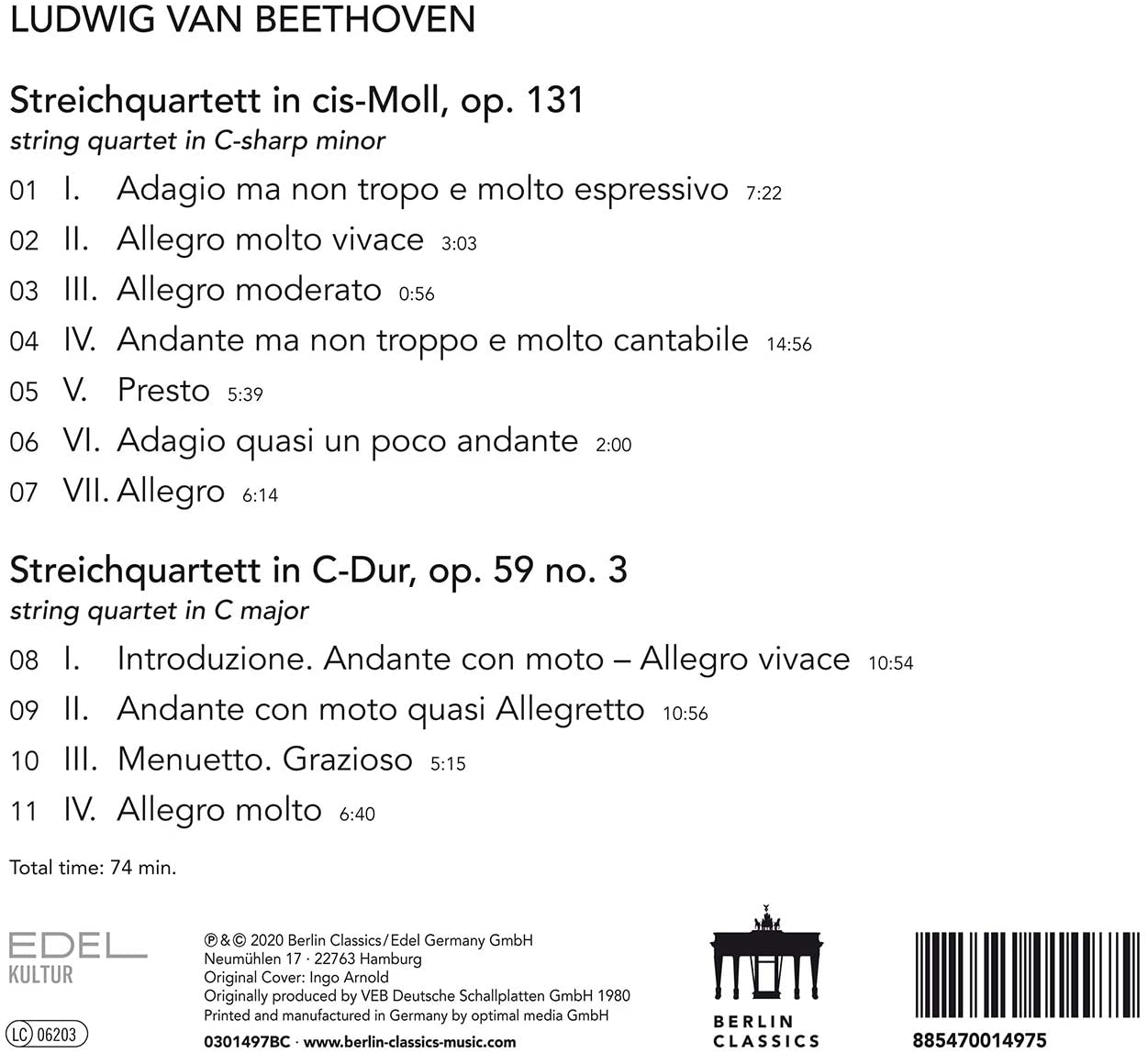 Suske Quartett 베토벤: 현악사중주 14, 9번 (Beethoven: String Quartet Op. 131, 59)