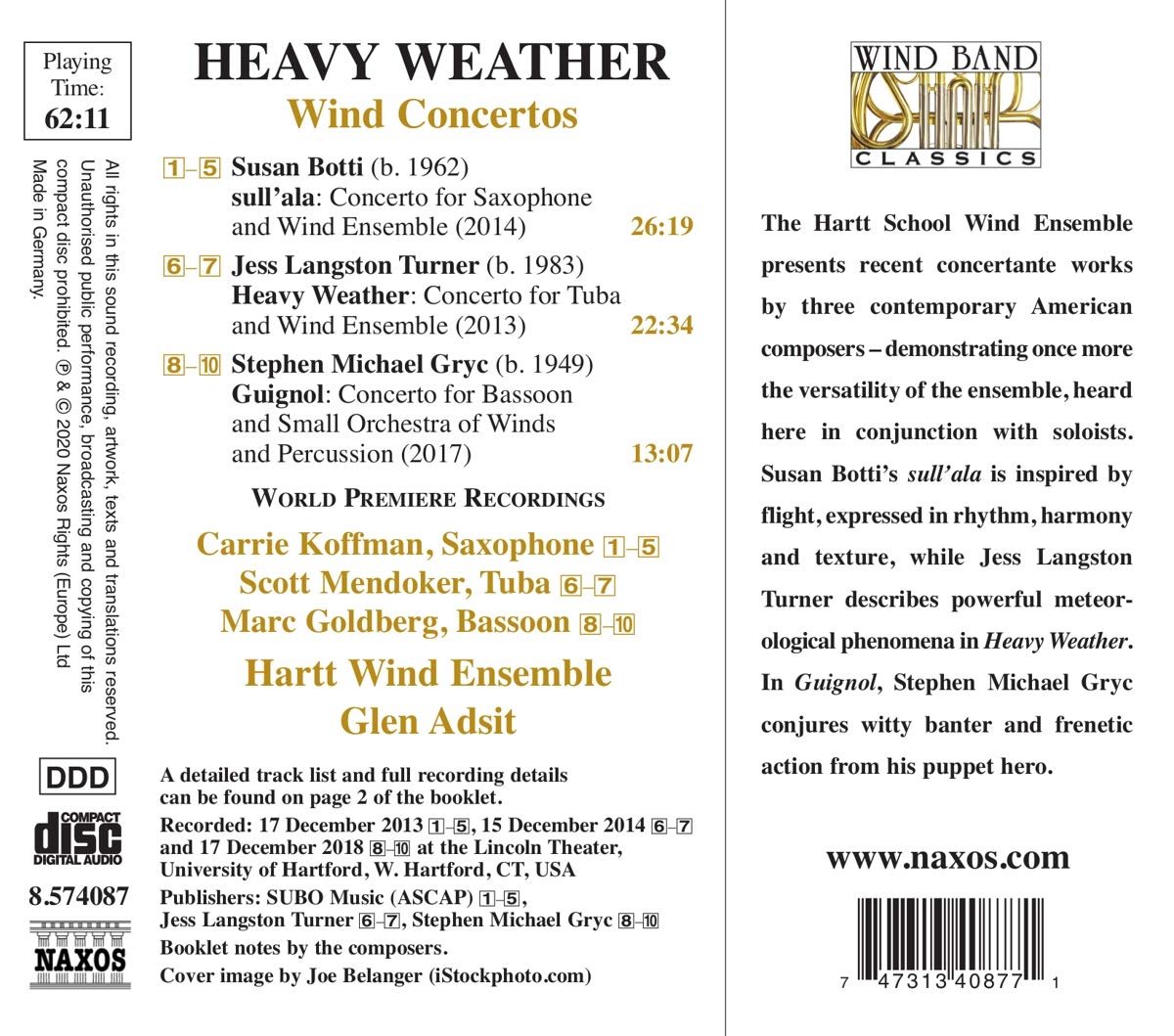 Glen Adsit 관악기를 위한 협주곡 작품집 (Heavy Weather - Wind Concertos)
