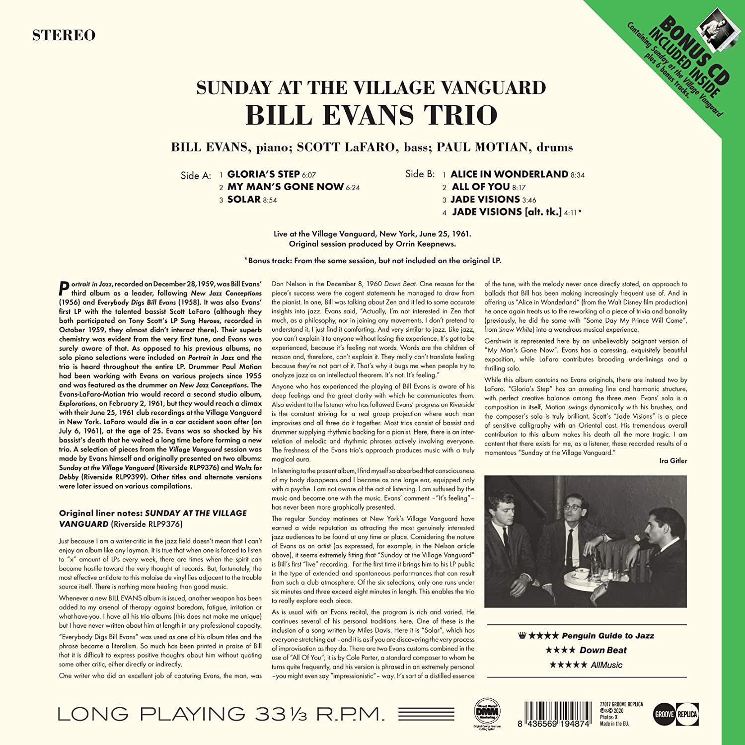 Bill Evans Trio (빌 에반스 트리오) - Sunday at the Village Vanguard [LP+CD]