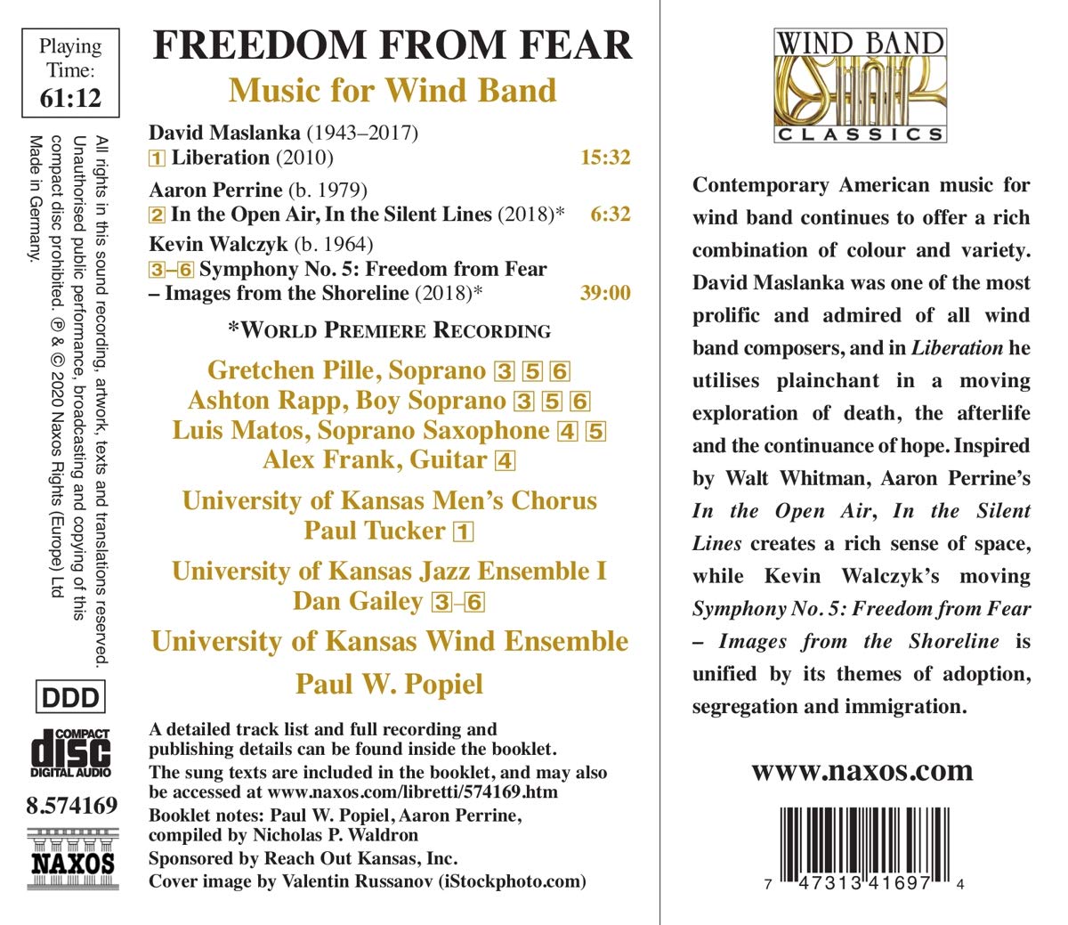 Paul Popiel 두려움으로부터 해방 - 관악 합주 작품집 (Freedom from Fear)