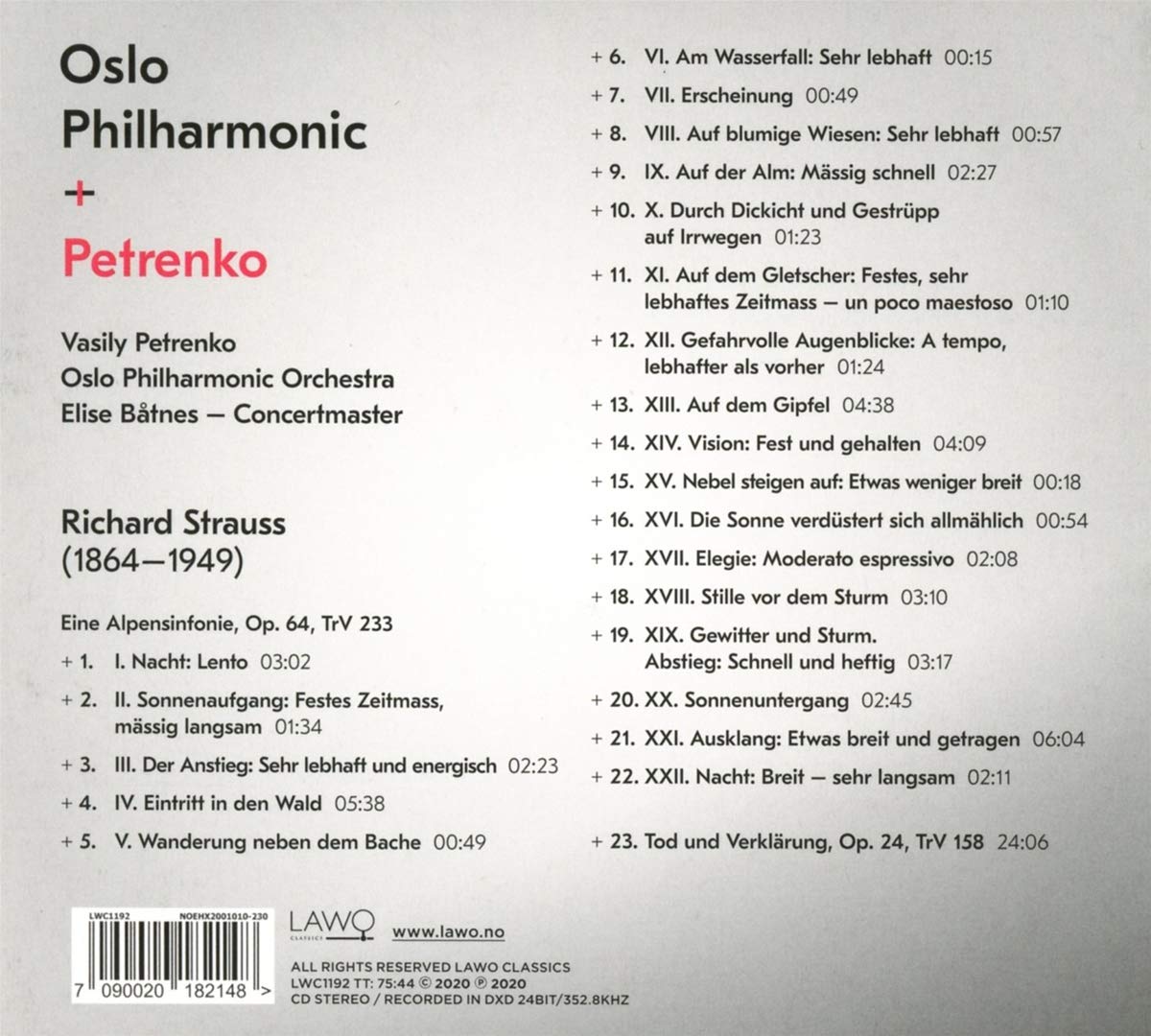 Vasily Petrenko 슈트라우스: 알프스 교향곡, 죽음과 변용 (Strauss: Eine Alpensinfonie, Tod und Verklarung)