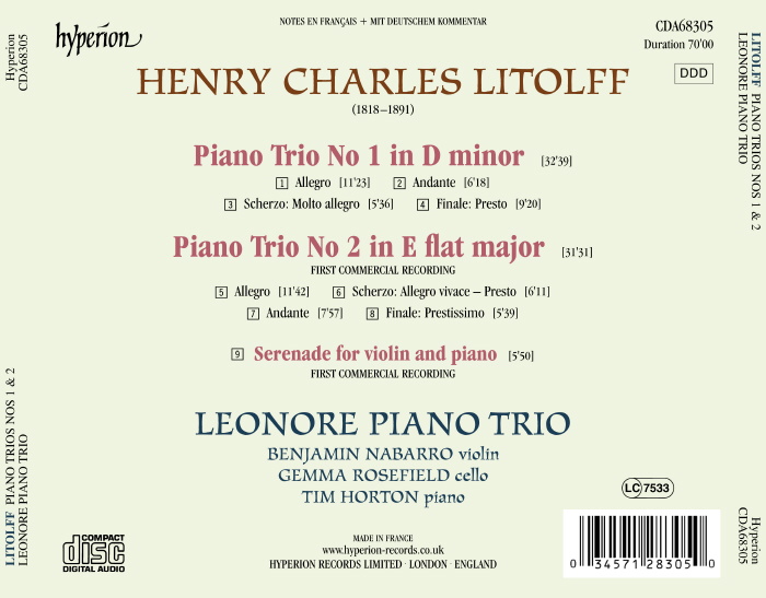 Leonore Piano Trio 헨리 리톨프: 피아노 삼중주 1, 2번 (Henry Litolff: Piano Trio Op. 47, 56, 91)