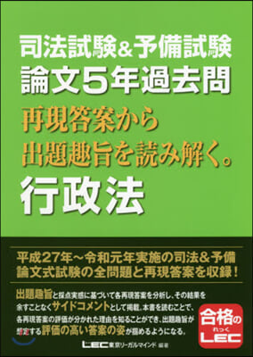 論文5年過去問 再現答案から出題 行政法