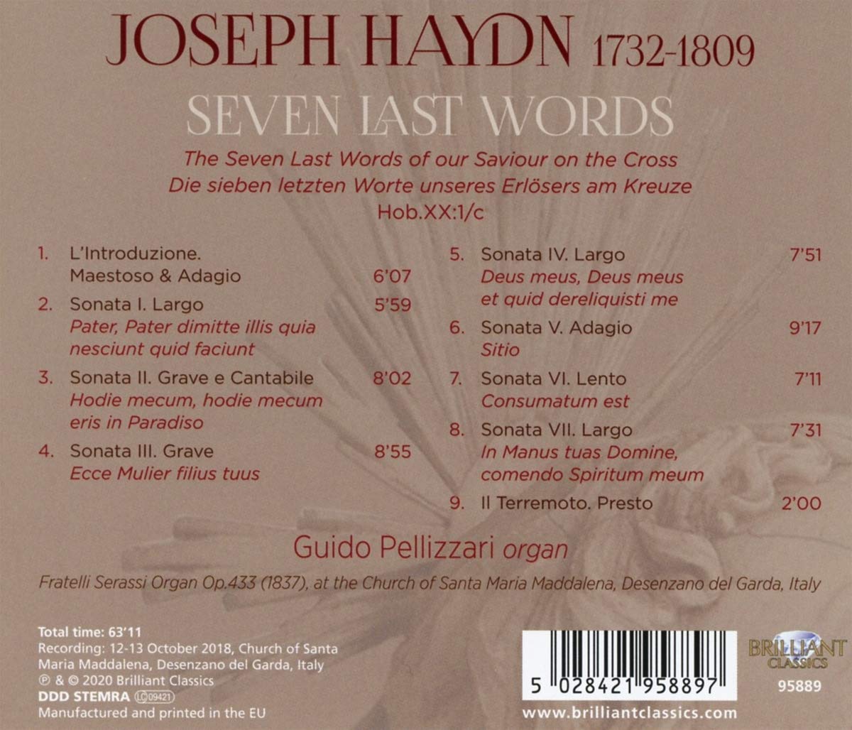 Guido Pellizzari 하이든: 십자가 위의 일곱 말씀 [오르간 독주반] (Haydn: Seven Last Words)