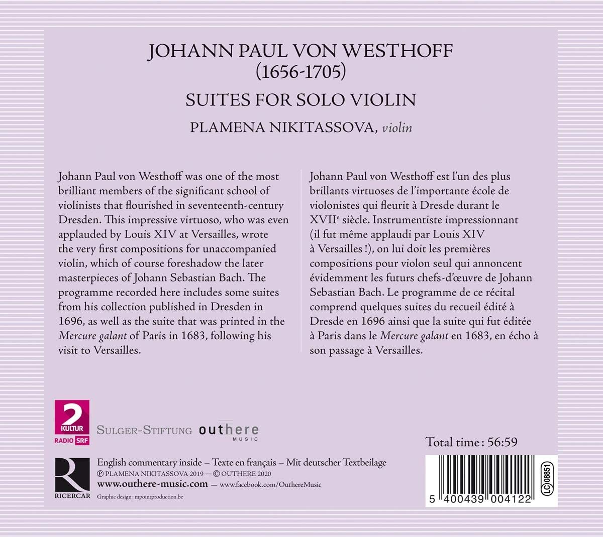 Plamena Nikitassova 요한 파울 폰 베스토프: 무반주 바이올린을 위한 모음곡 (Johann Paul Von Westhoff: Suites for Solo Violin)