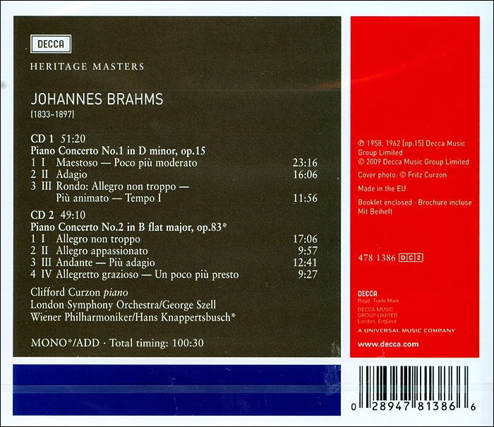 Clifford Curzon 브람스: 피아노 협주곡 1 ,2번 (Brahms: Piano Concerto Op. 15, 83)