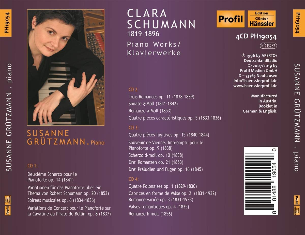 Susanne Grutzmann 클라라 슈만: 피아노 작품 전집 (Clara Schumann: The Complete Work for Piano Solo)