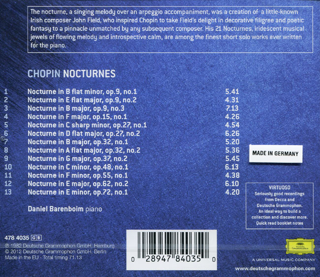 Daniel Barenboim 쇼팽: 녹턴 선곡집 (Chopin: Nocturnes)