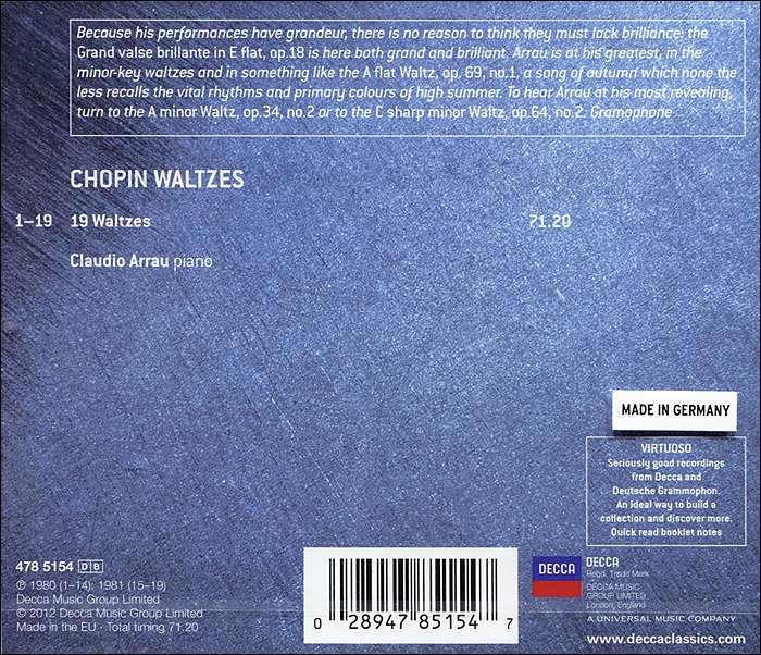 Claudio Arrau 쇼팽: 왈츠 (Chopin: Waltzes)