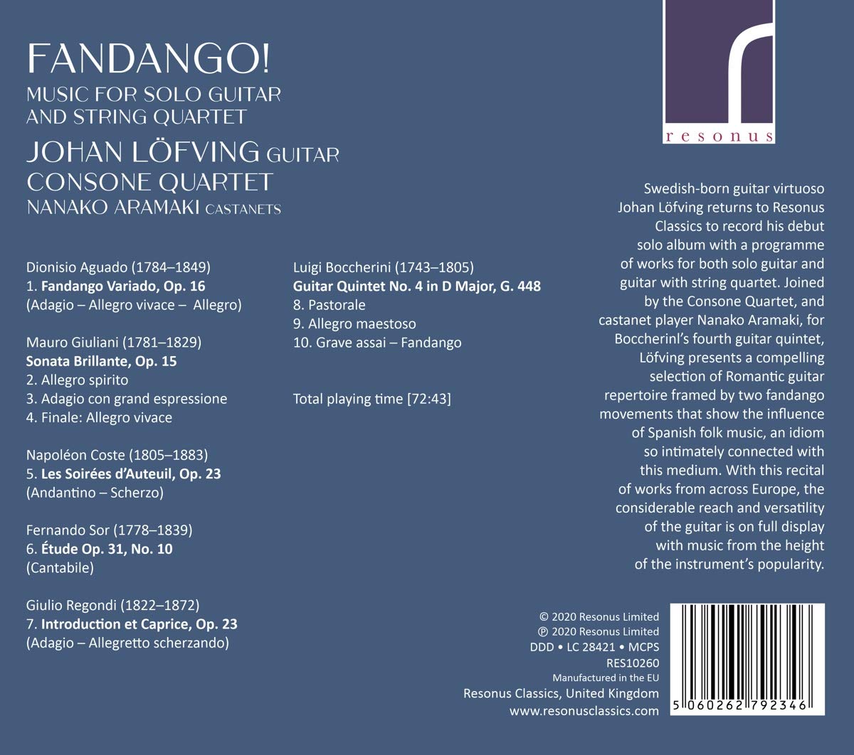 Johan Lofving 기타와 현악 사중주를 위한 음악집 (Fandango! - Music for Solo Guitar and String Quartet)