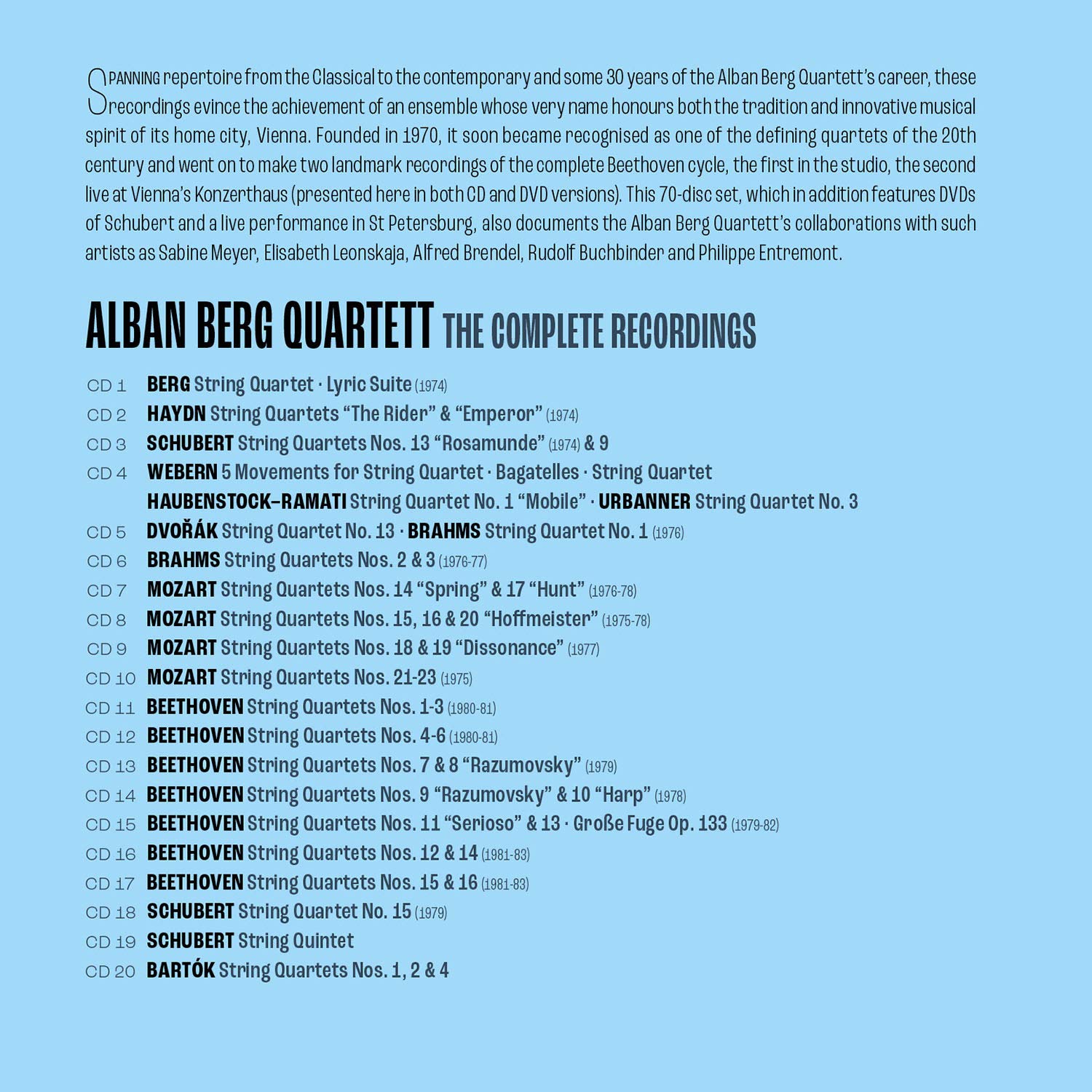 알반 베르크 사중주단 전집 (Alban Berg Quartet - The Complete Recordings)