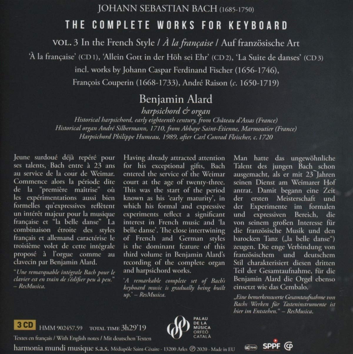 Benjamin Alard 바흐: 건반 음악을 위한 작품 전곡 3집 (Bach: Complete Keyboard Edition Vol. 3)