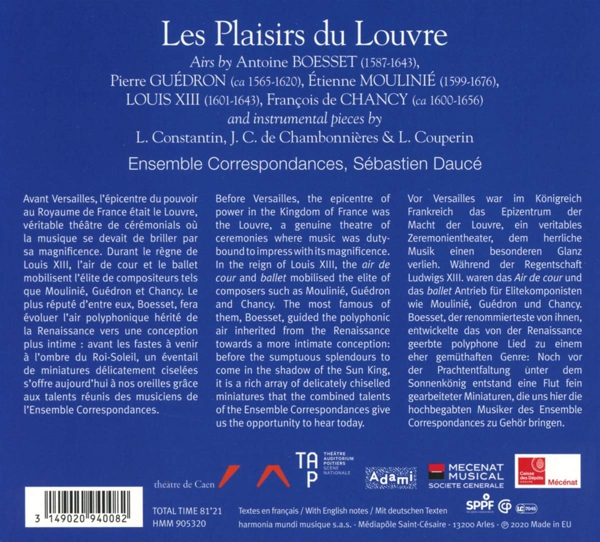 Ensemble Correspondances 루브르 왕궁의 음악 (Les Plaisirs du Louvre)