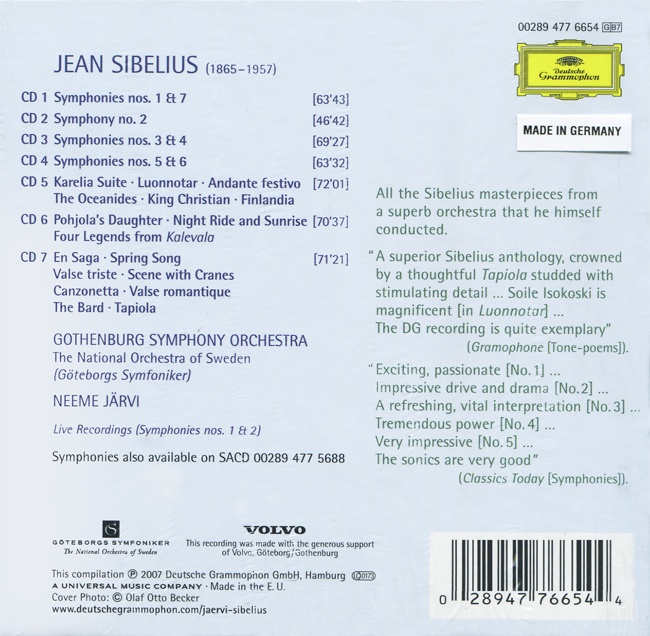 Neeme Jarvi 시벨리우스: 교향곡집, 교향시집 (Sibelius: The Symphonies, Tone Poems)