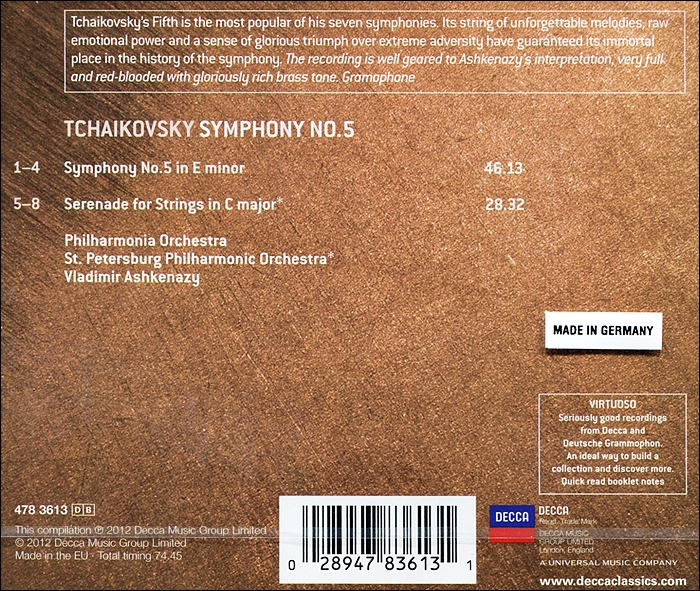 Vladimir Ashkenazy 차이코프스키: 교향곡 5번, 현을 위한 세레나데 (Tchaikovsky: Symphony Op. 64, Serenade for Strings)