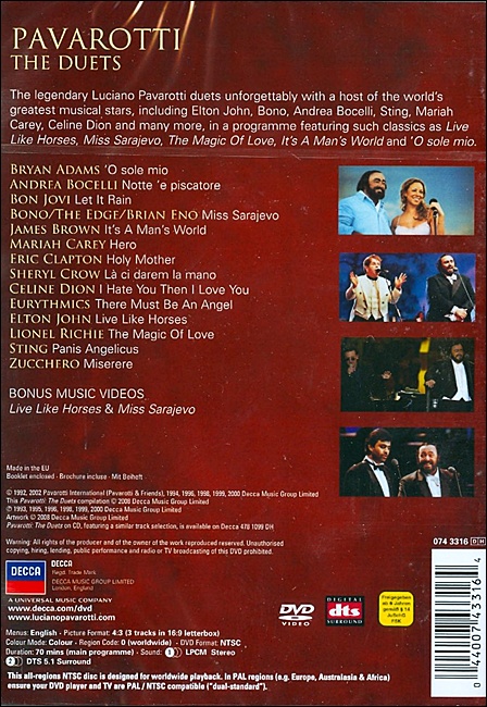 파바로티 듀엣곡집 (Best Of Pavarotti & Friends)