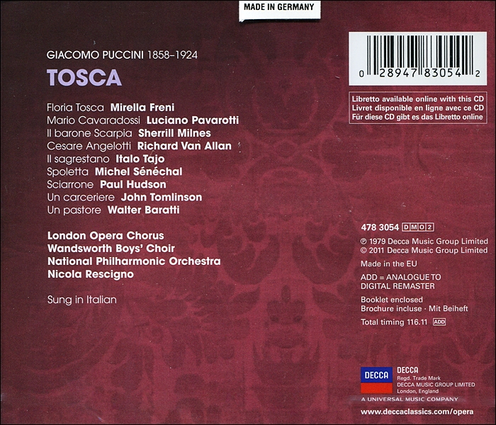 Mirella Freni 푸치니: 토스카 (Puccini: Tosca)