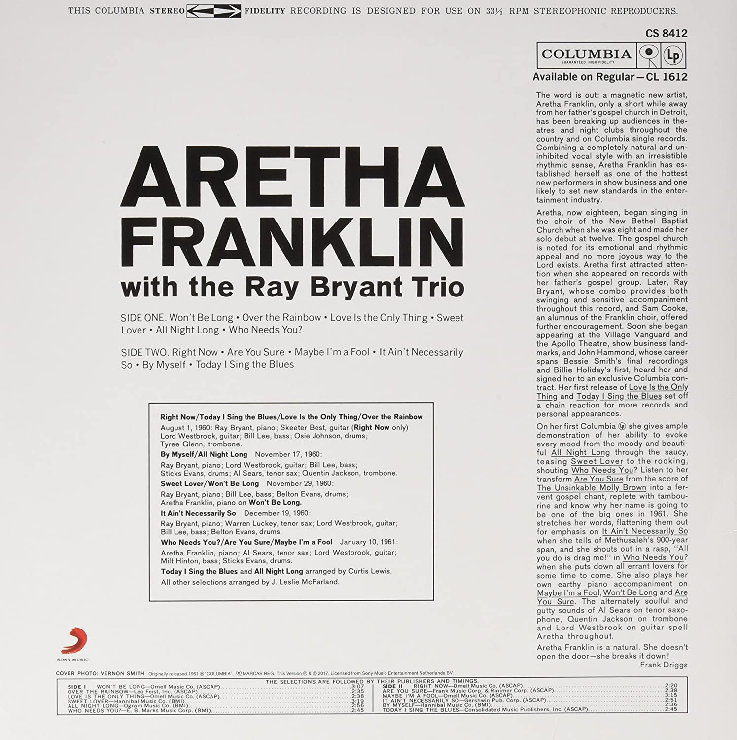 Aretha Franklin (아레사 프랭클린) - With The Ray Bryant Combo [LP]