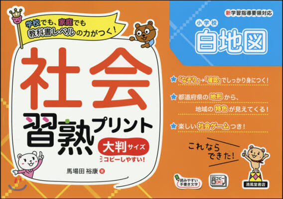 社會習熟プリント 小學校白地圖 大判サイ