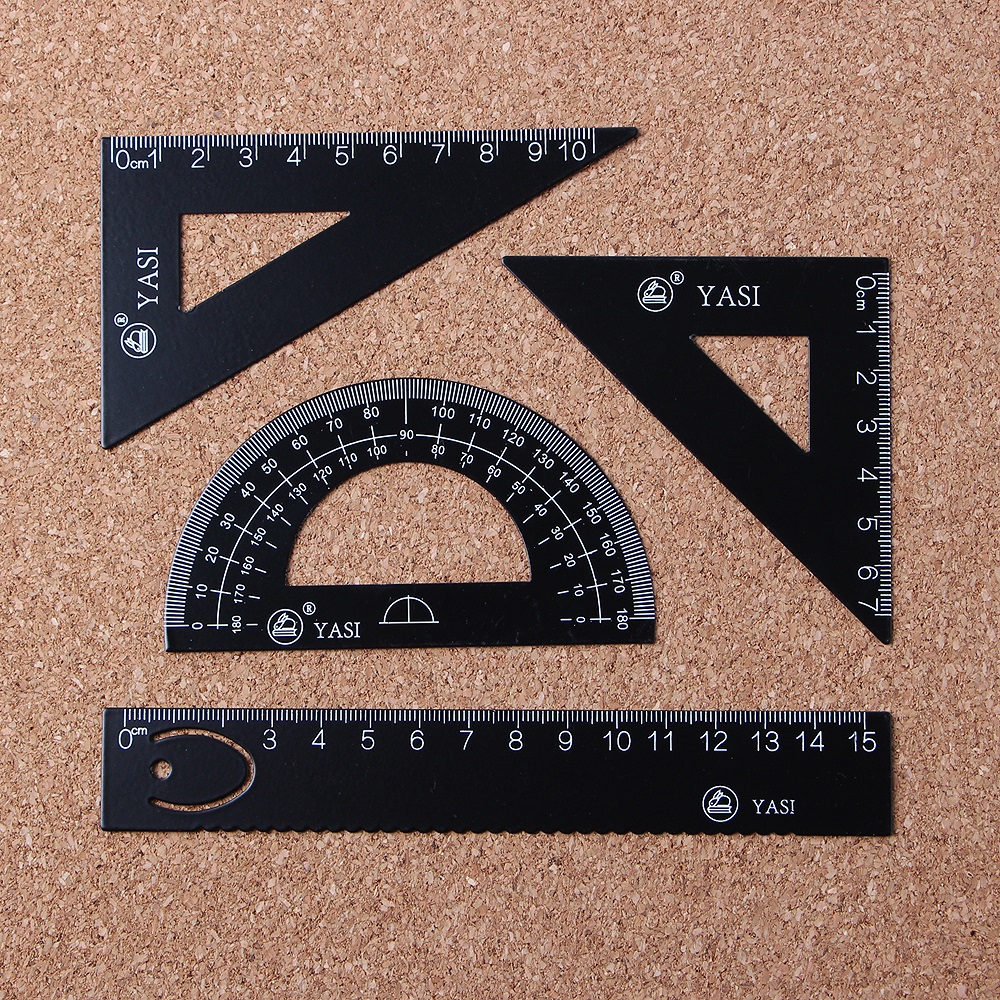 문구존 스틸자 각도기 삼각자 4종세트/각도기자세트