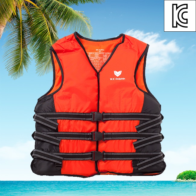 국산 돌핀 오렌지 구명조끼(XL) 수영 부력보조복