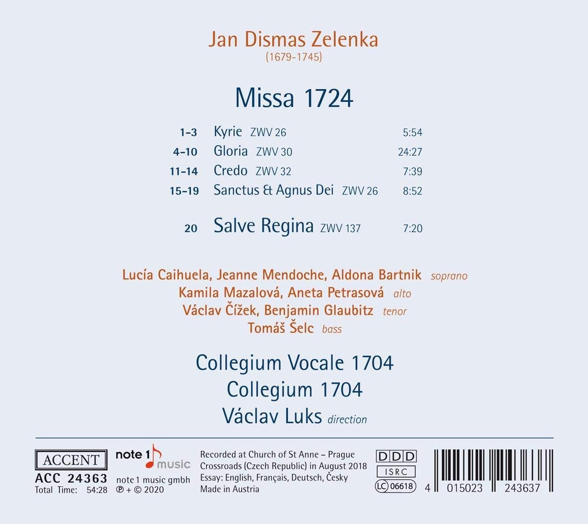 Vaclav Luks 얀 디스마스 젤렌카: 1724년 미사 (Jan Dismas Zelenka: Missa 1724)