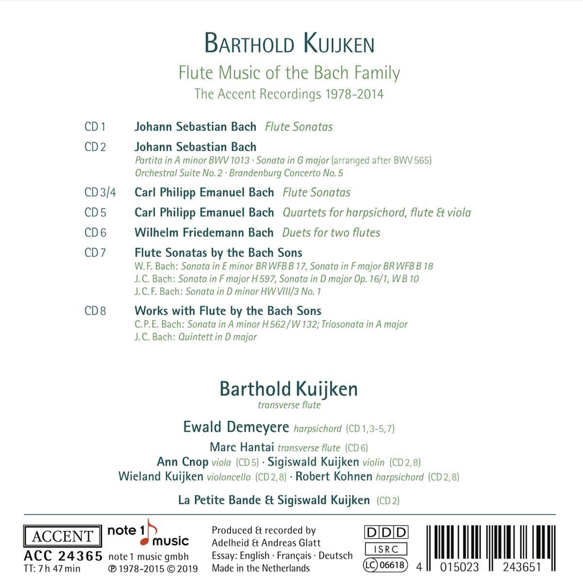Barthold Kuijken 바흐 가문의 플루트 음악 (Flute Music of the Bach Family)