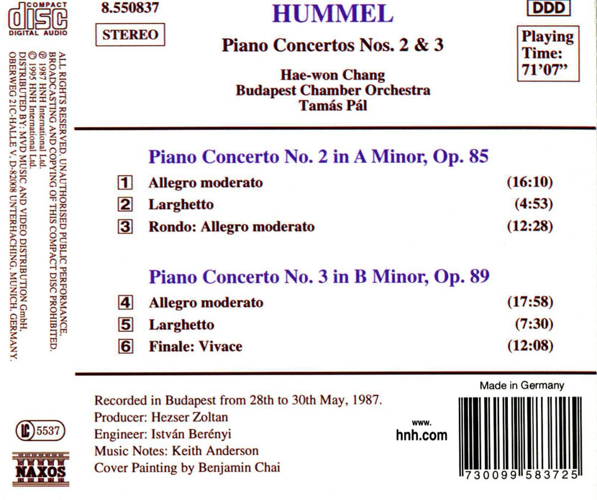 장혜원 - 훔멜: 피아노 협주곡 2, 3번 (Hummel: Piano Concertos Op.85, Op.89)