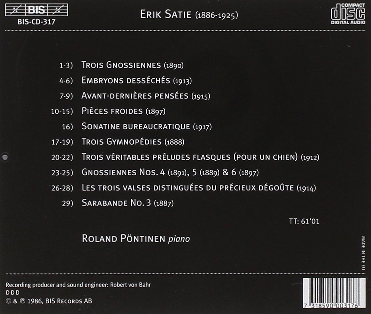 Roland Pontinen 사티: 피아노 작품집 (Satie: Klavierwerke)