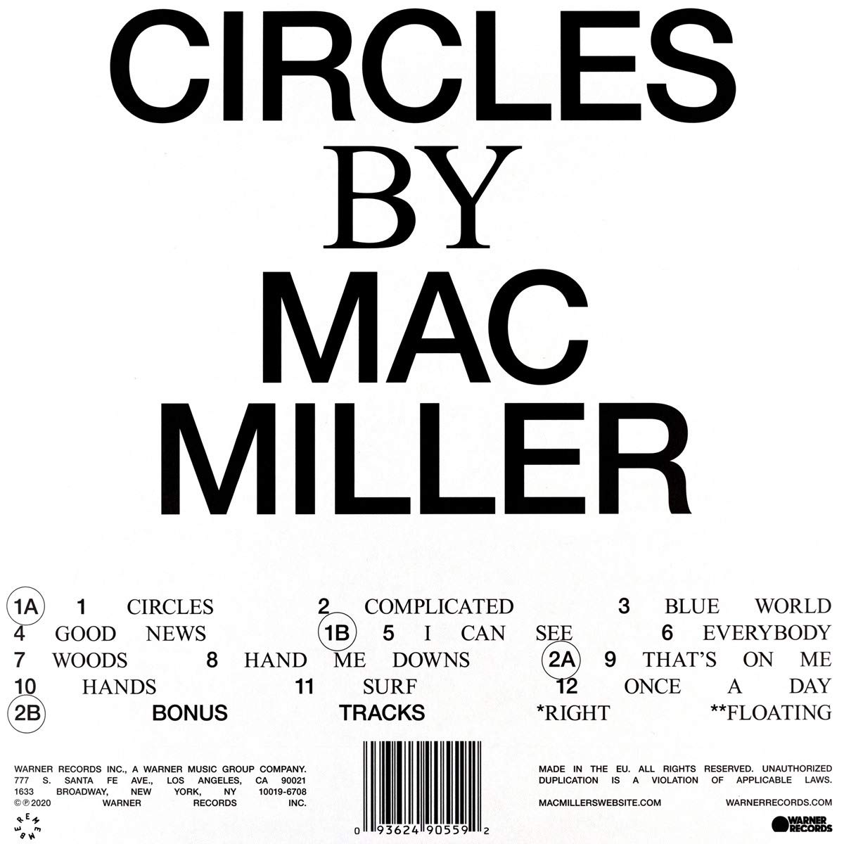 Mac Miller (맥 밀러) - 6집 Circles [투명 컬러 2LP]