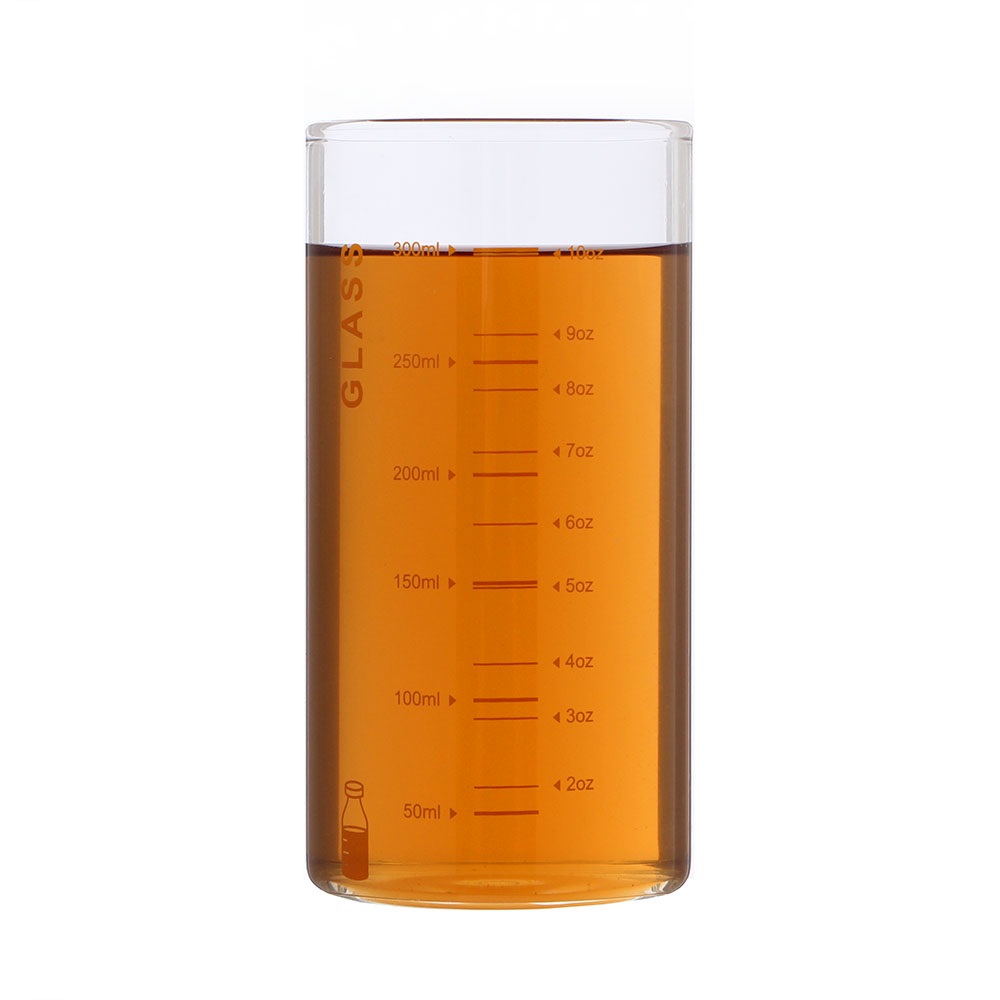 [로하티]눈금패턴 내열 유리컵(350ml) (오렌지)/ 물잔