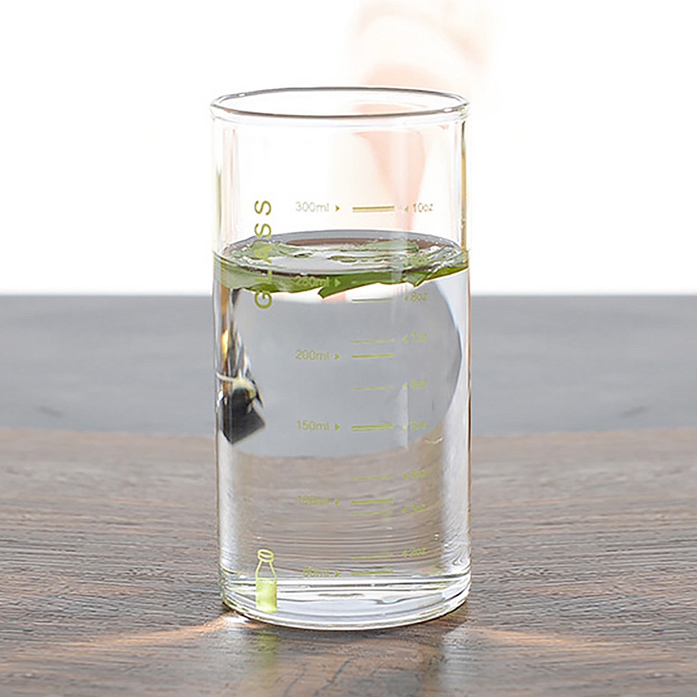 [로하티]눈금패턴 내열 유리컵(350ml) (그린)/ 주스잔