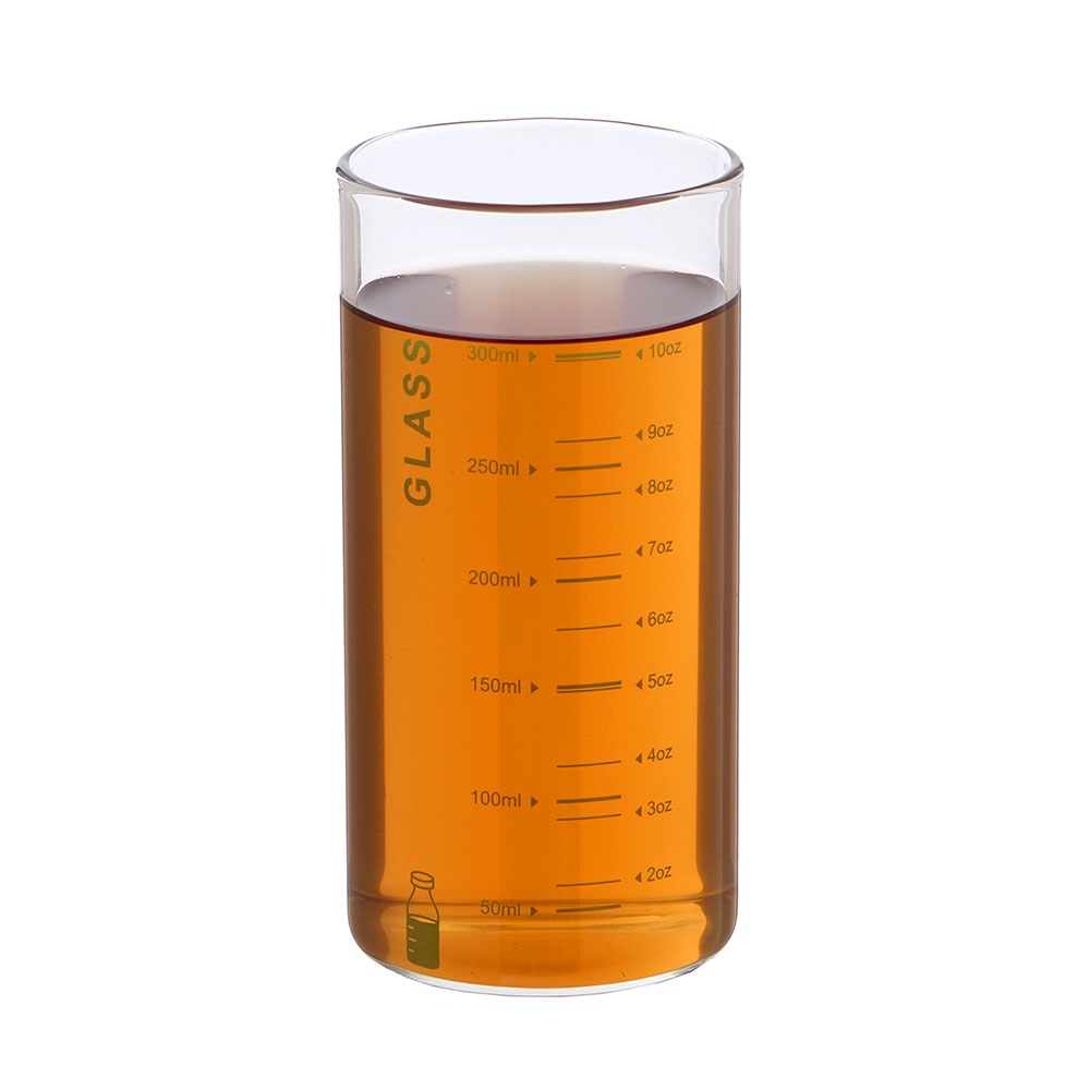 [로하티]눈금패턴 내열 유리컵(350ml) (그린)/ 주스잔