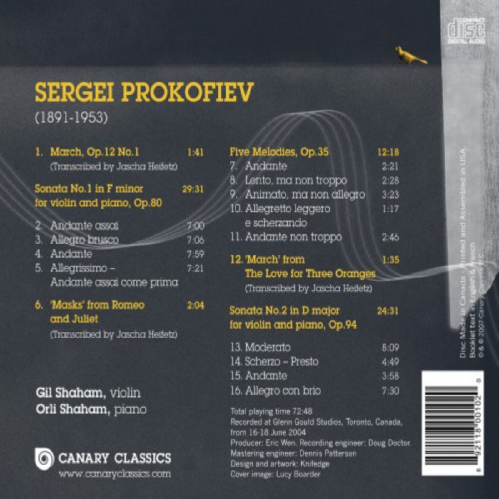Gil Shaham / Orli Shaham 프로코피에프: 바이올린과 피아노를 위한 작품 (Prokofiev: Works for Violin and Piano)