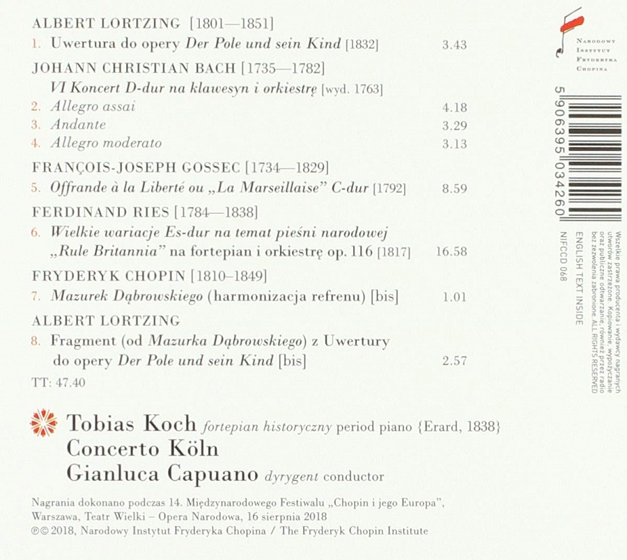Tobias Koch 로르칭: '폴란드 사람과 아이' 서곡 / J.C.바흐: 건반 협주곡 6번 / 리스: '룰 브리타니아' 변주곡 외 (Anthems Hymn Europe)